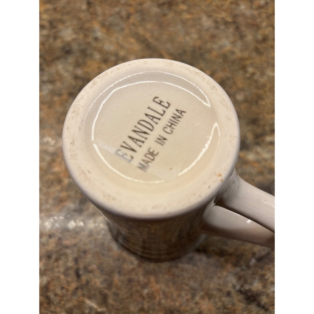 Evandale Tall White Ceramic Latte Mug Black Fern Leaf Botanical Design 6 Inch - Picture 6 of 9